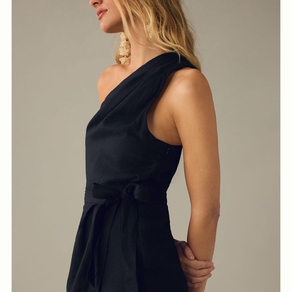 NWT By Anthropologie One-Shoulder Linen Dress - Picture 2 of 5